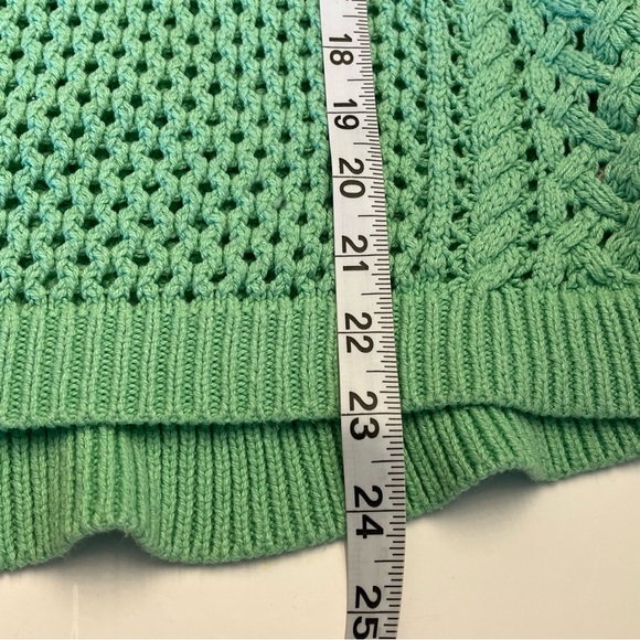 Moth Womens Sweater Long Sleeve Green Open Chunky Knit Pullover Cotton Blend S - Picture 10 of 13